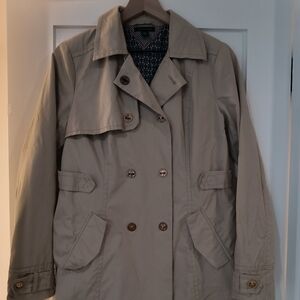 Women's Tan Double-Breasted Trench Coat